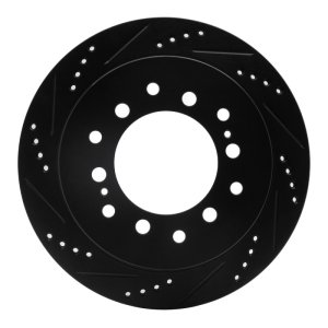 Lexus GX470 Brake Rotor (1) - Rear Left - R1 Concepts - Drilled & Slotted - Black - `01-`09